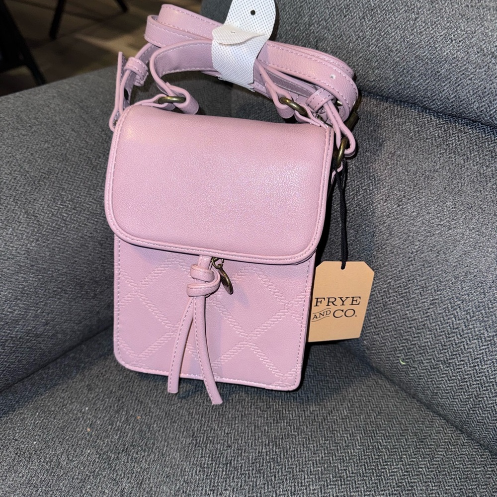 FRYE AND CO. Lilac Leather Crossbody Phone Bag with Tassel
